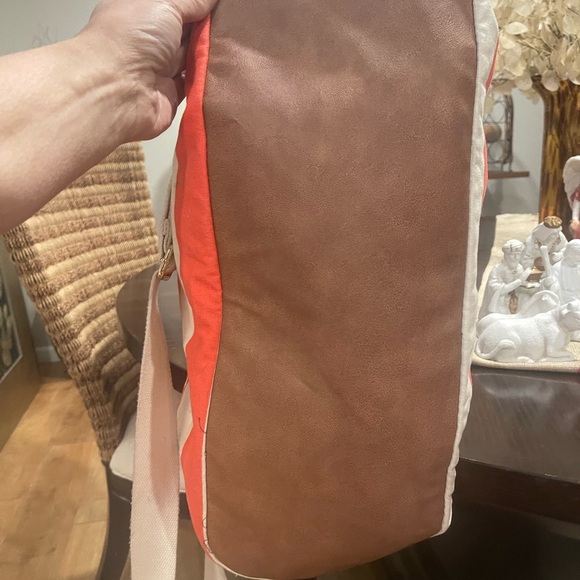 Merona Coral and White Striped Tote Bag - Picture 4 of 7